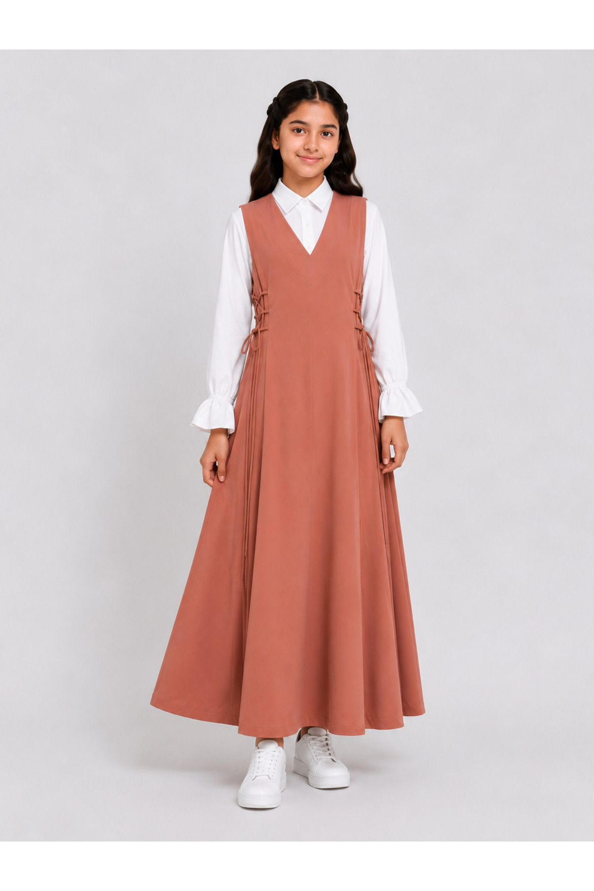 Primary School Uniform for Girls - Earthy Tones with White Shirt