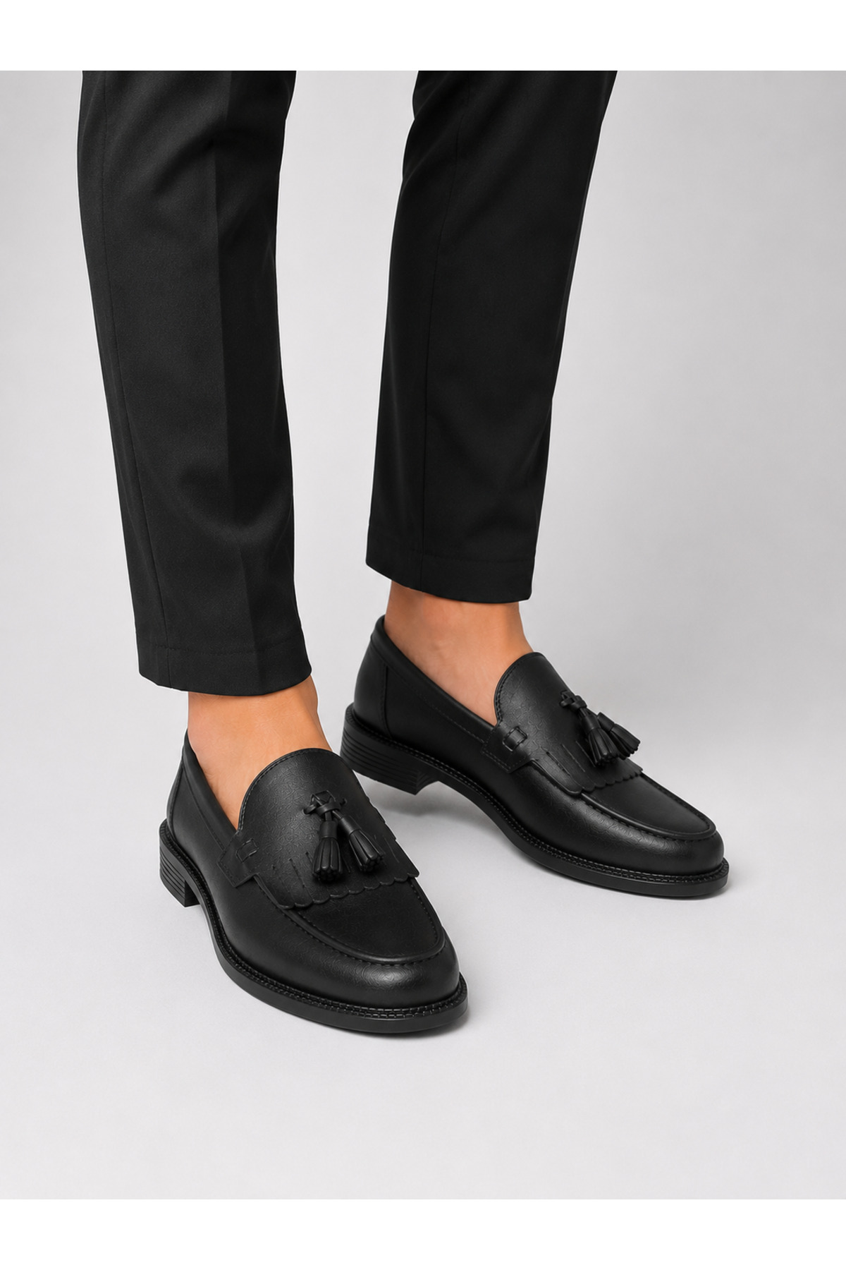 YALÇIN Erkek Siyah Püsküllü Loafer Ayakkabı Klasik Günlük Rahat Bağcıksız Mokasen Casual görsel 5