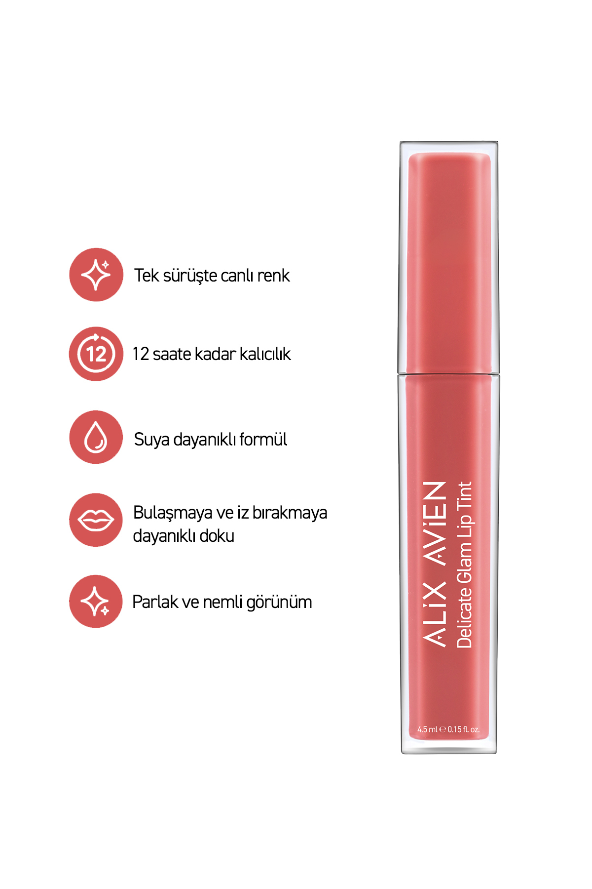 Su Bazlı Parlak Bitişli Dudak Tinti - Delicate Glam Lip Tint 702 Candy Rose — صورتی LIPTINT — تصویر 3 از 6