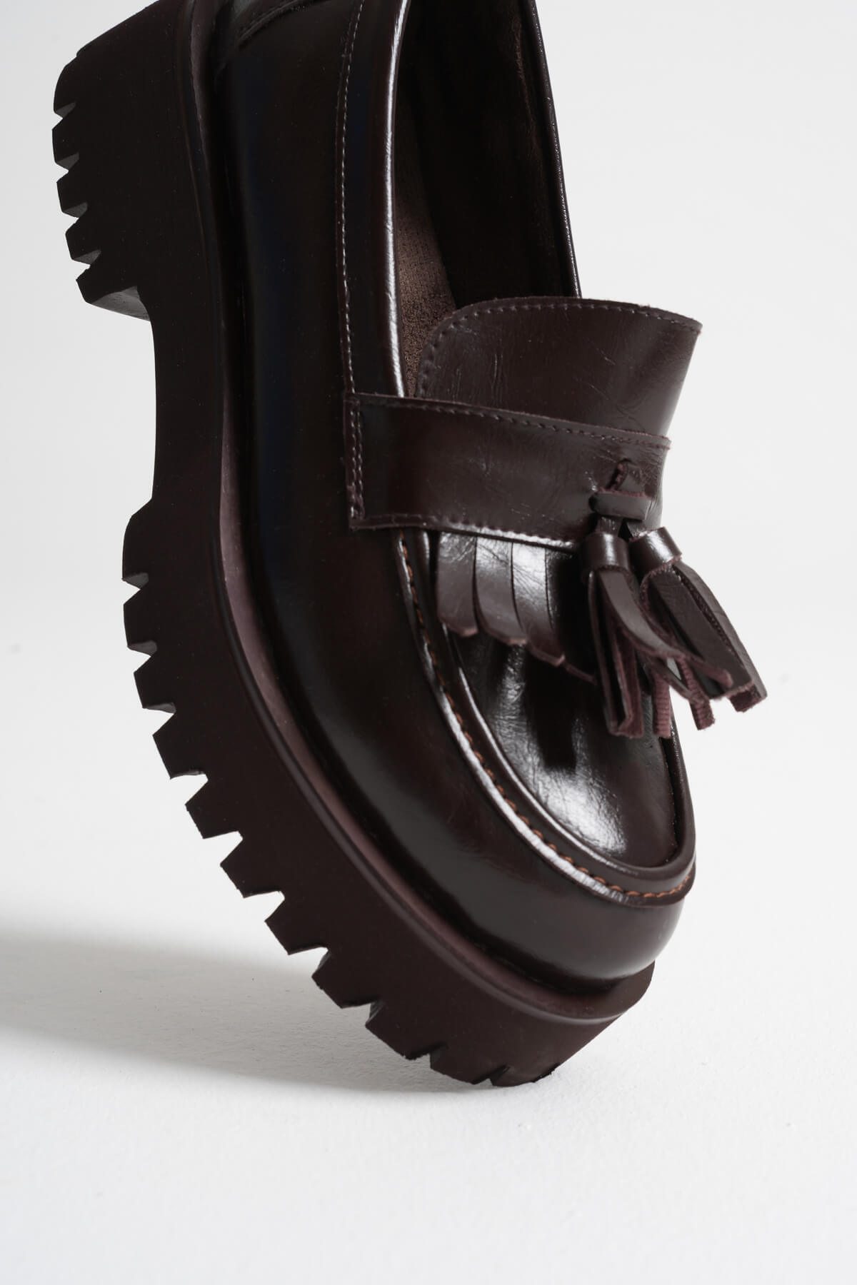 Cool Feet Kadın Acı Kahve 4cm Kalın Tabanlı Loafer Ayakkabı görsel 3