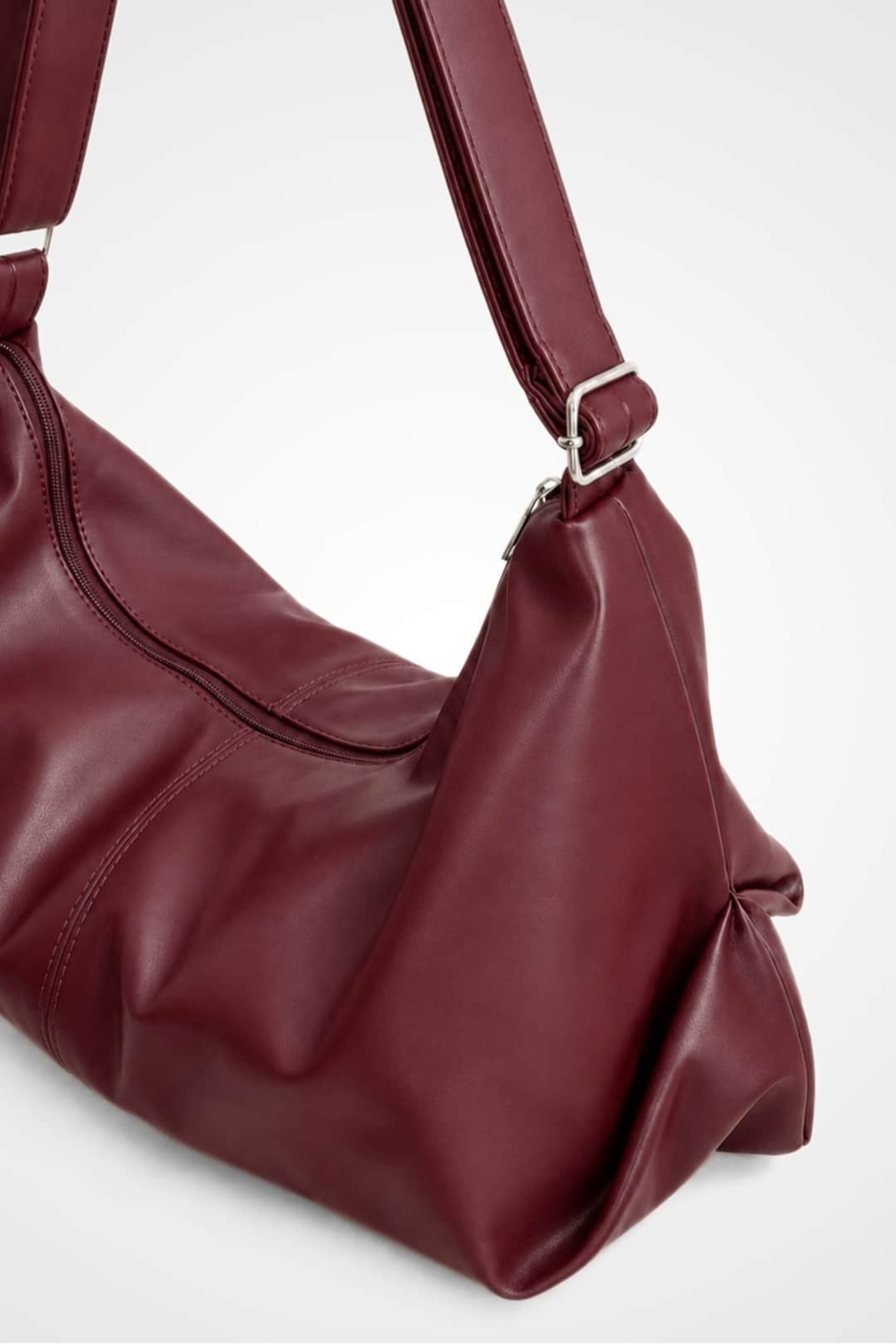 Yuka Atelier Smooth Bordo Büyük Boy Salaş Kadın Omuz Çantası - Ayarlanabilir Askılı Çapraz Günlük Çanta görsel 4