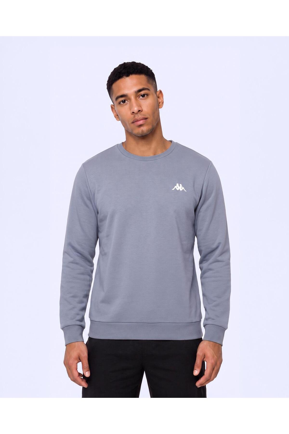 Kappa Tanner Erkek Gri Regular Sweatshirt görsel 4
