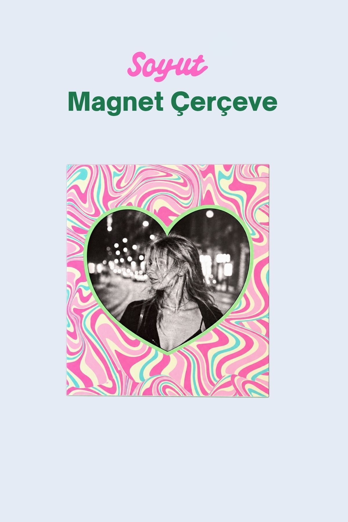 Soyut Dalgalı Magnet Fotoğraf Çerçevesi – Kalpli