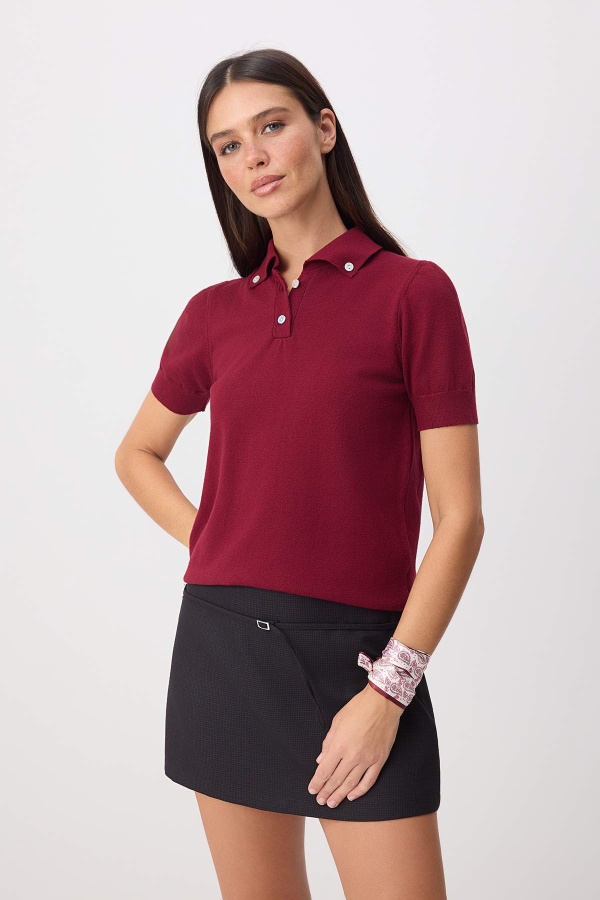 Trendyolmilla Bordo Fular Detaylı Premium İplik/ Özel İplik Triko Bluz TWOSS26BZ00159