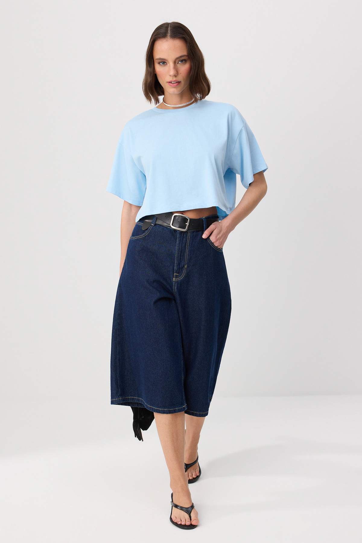 Trendyolmilla Açık Mavi Örme T-Shirt TWOSS23TS00038