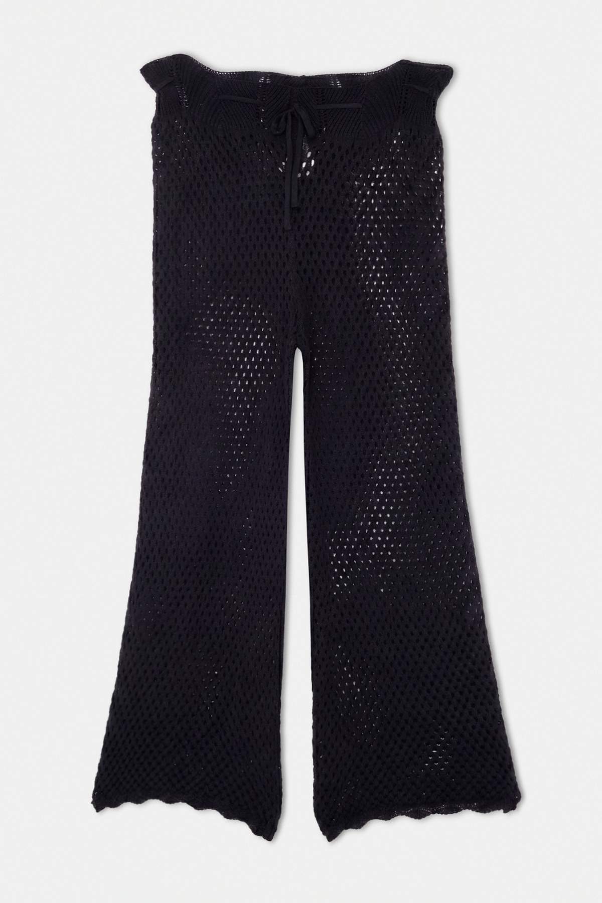 Trendyolmilla Curve Plaj Giyim Siyah Yüksek Bel İnce Yazlık Triko Plaj Pantolonu TBBSS26AR00059