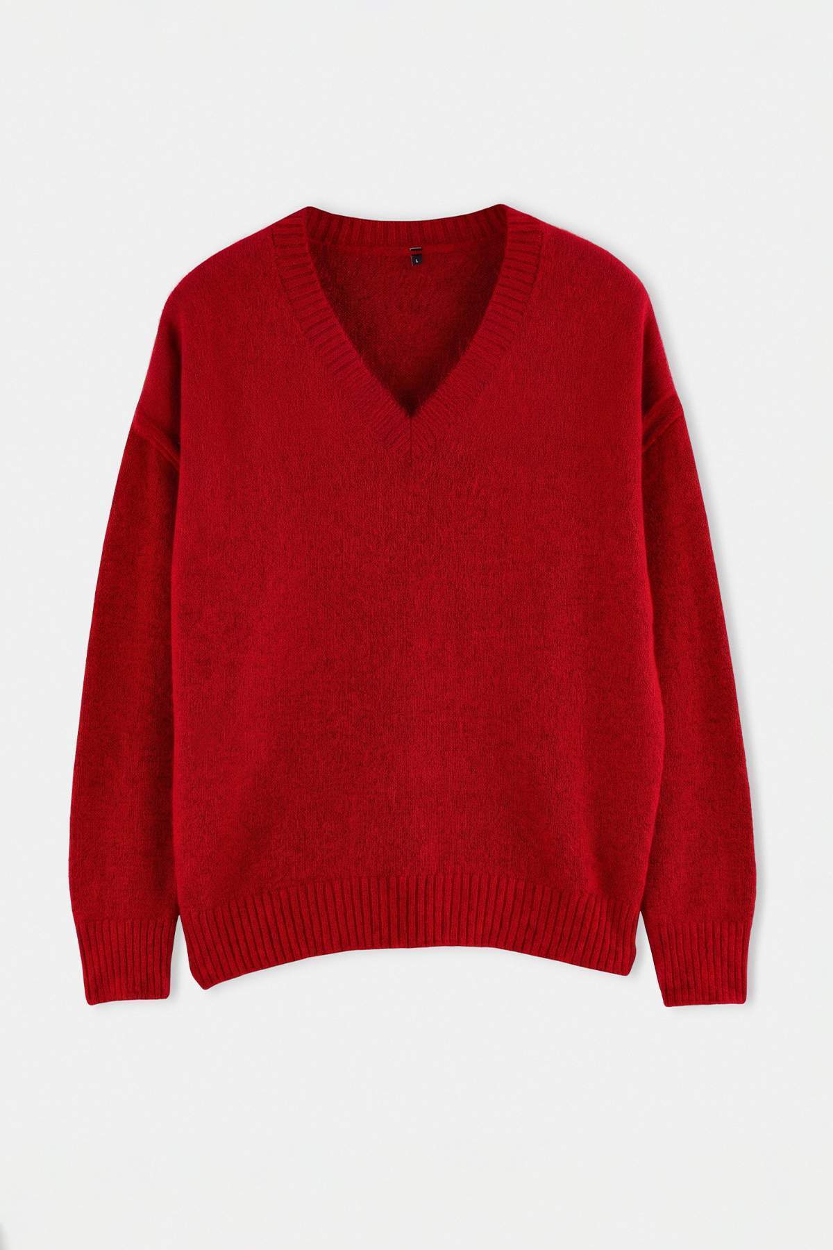 Trendyolmilla Kırmızı Wardrobe Essentials Yünlü Premium İplik Basic Triko Kazak TWOAW26KZ00068