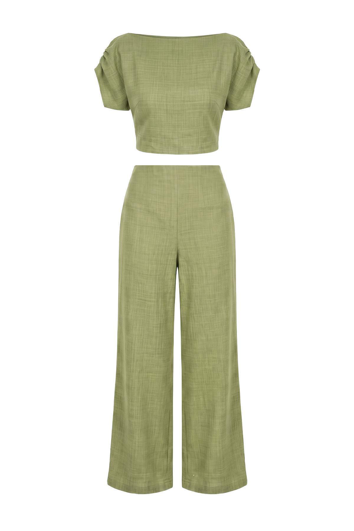 Trendyolmilla Haki Dokuma Alt - Üst Takım TWOSS26AU00293