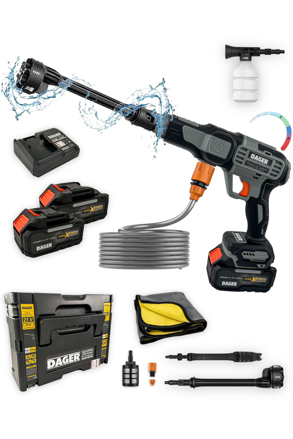Dager AQUA FORCE 36V Kömürsüz Şarjlı Yüksek Basınçlı Yıkama