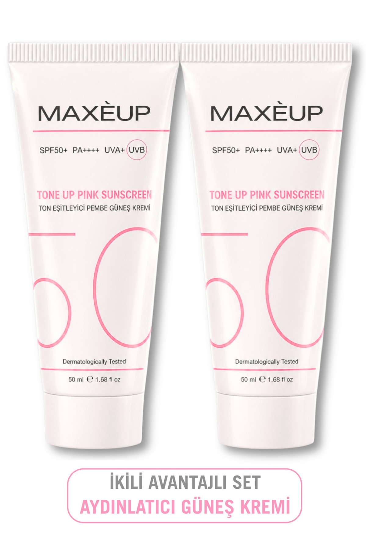 2’li Renkli Güneş Kremi SPF 50+ | Cildi Anında Eşitleyen Güneş Kremi | Makyaj Etkili Koruma — MAXE04