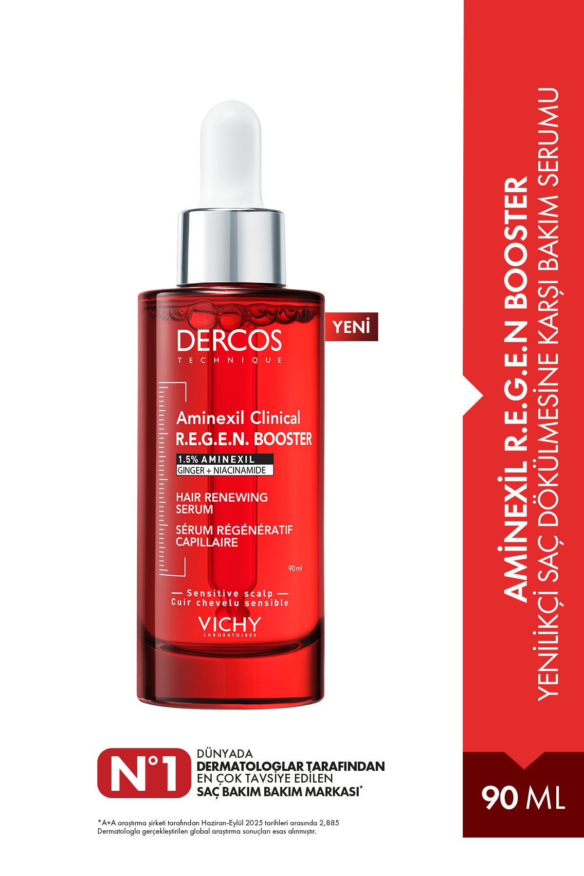 Vichy Dercos R.E.G.E.N. Booster Yenilikçi Saç Dökülmesine Karşı Bakım Serumu 90 ml - Fiyatı, Yorumları