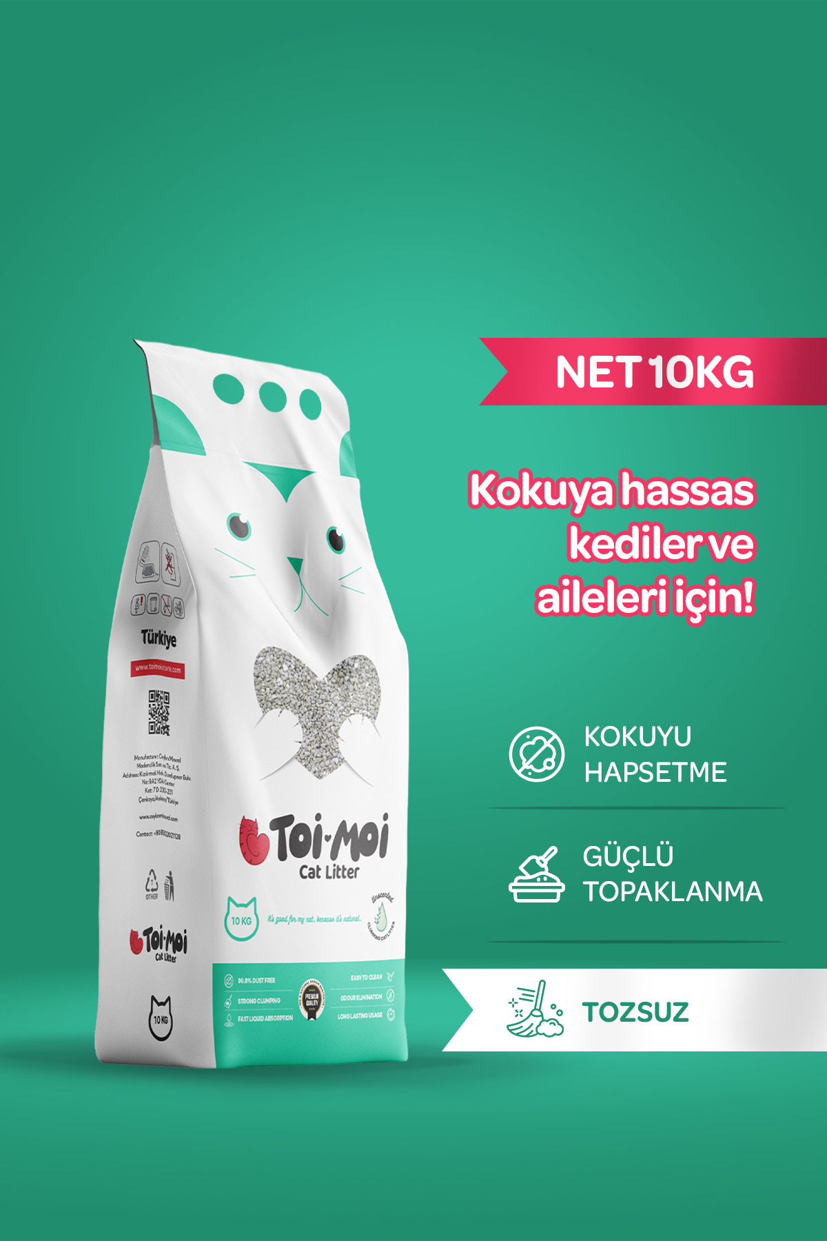 Toi Moi Kokuya Hassas Topaklanan Tozsuz Kokusuz Bentonit Kedi Kumu 10kg - Fiyatı, Yorumları
