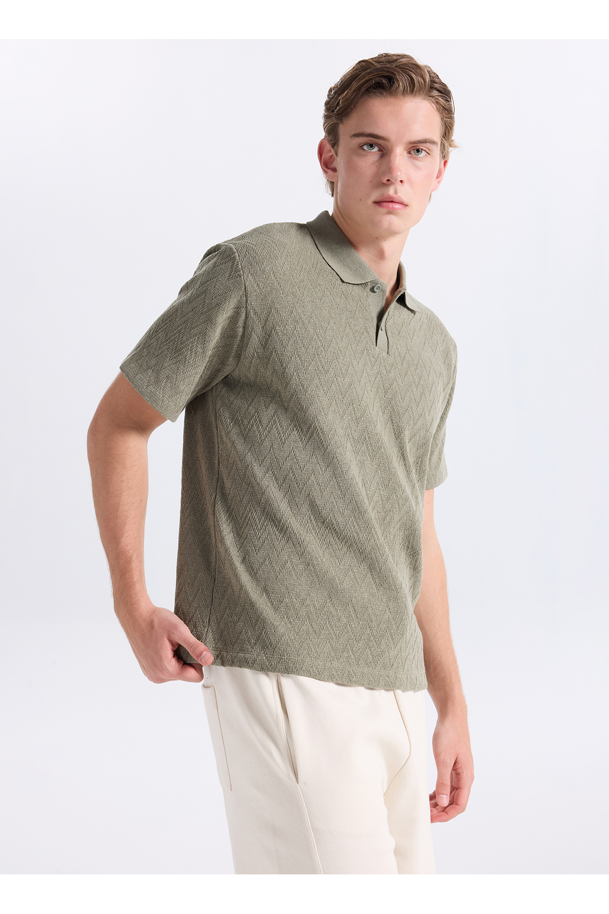 Jack & Jones Yeşil Erkek Regular Fit Zikzak Desenli Polo T-Shirt