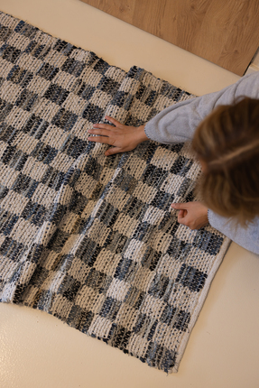 İrya Checker Denim Kilim Ekru/İndigo 60x90