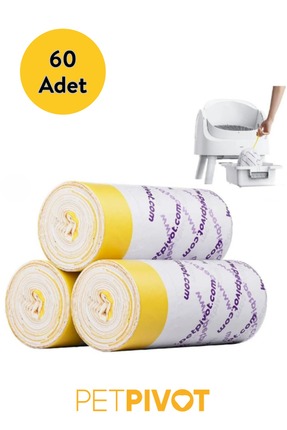 PetPivot Otomatik Kedi Tuvaleti Yedek Poşeti 3’lü Paket 60 Adet