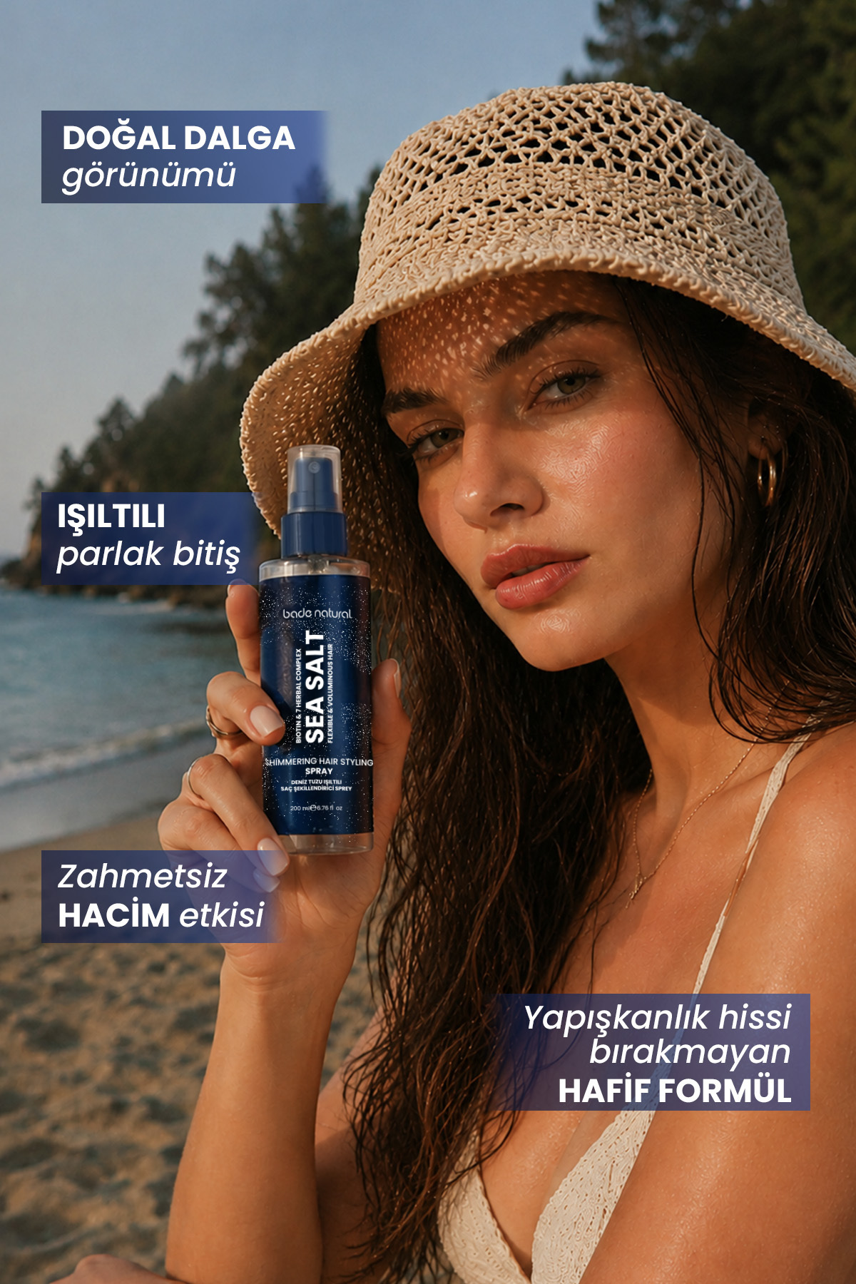 Deniz Tuzu Işıltılı Şekillendirici Saç Spreyi 200 ml — BN.0517 — تصویر 3 از 8