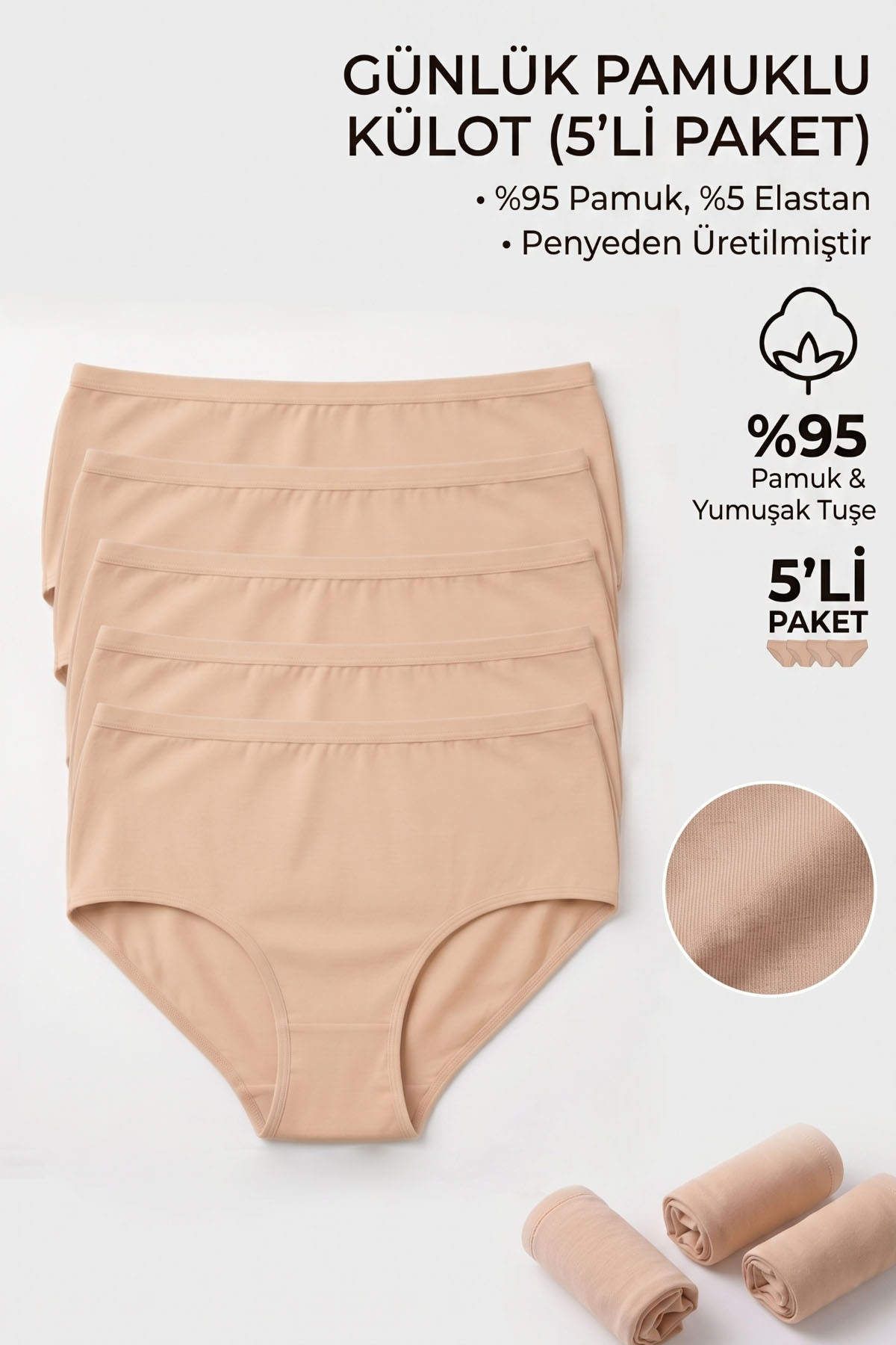 Women's Cream Lycra Baton Briefs 5Li 278