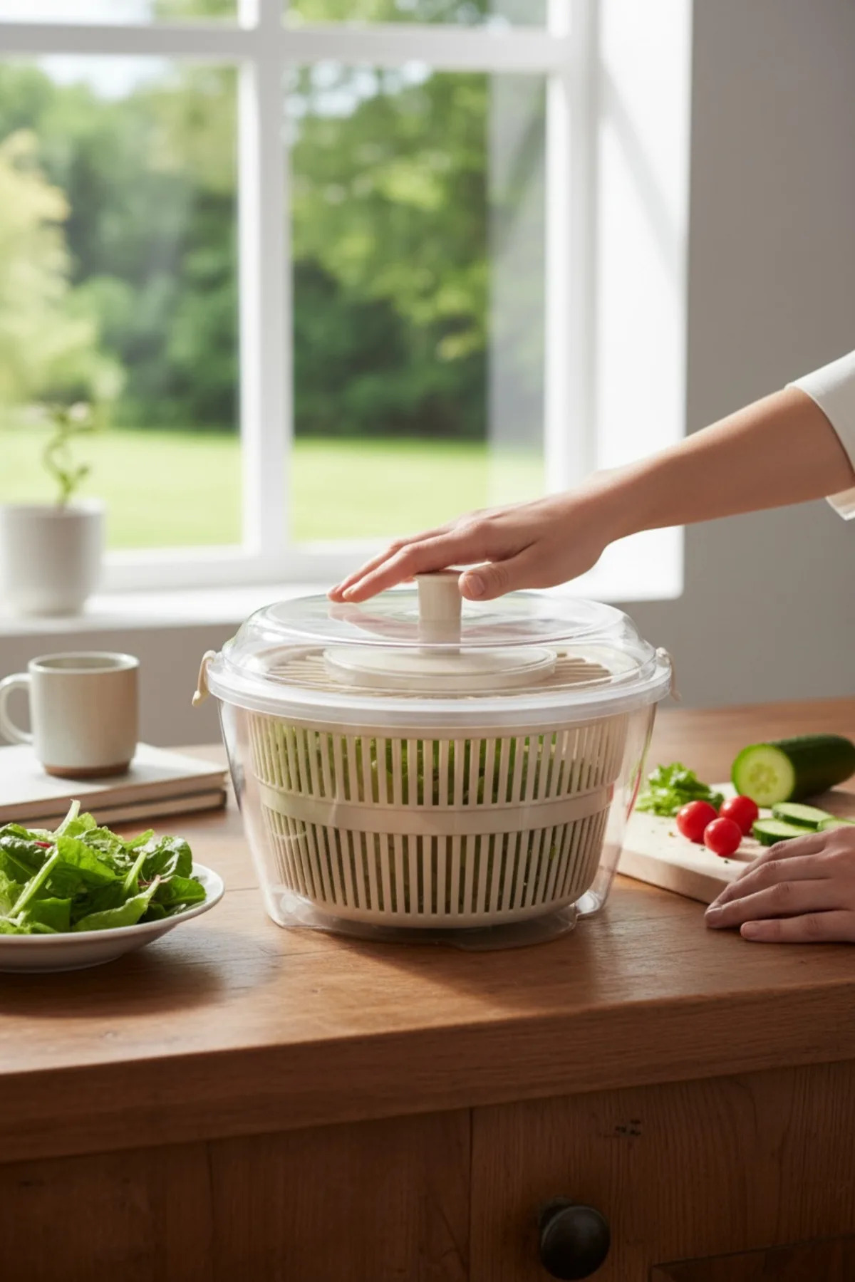 Vega Salata Kurutucu Kahve – Bölmeli Taşınabilir Lunch Box, Sızdırmaz Kapaklı