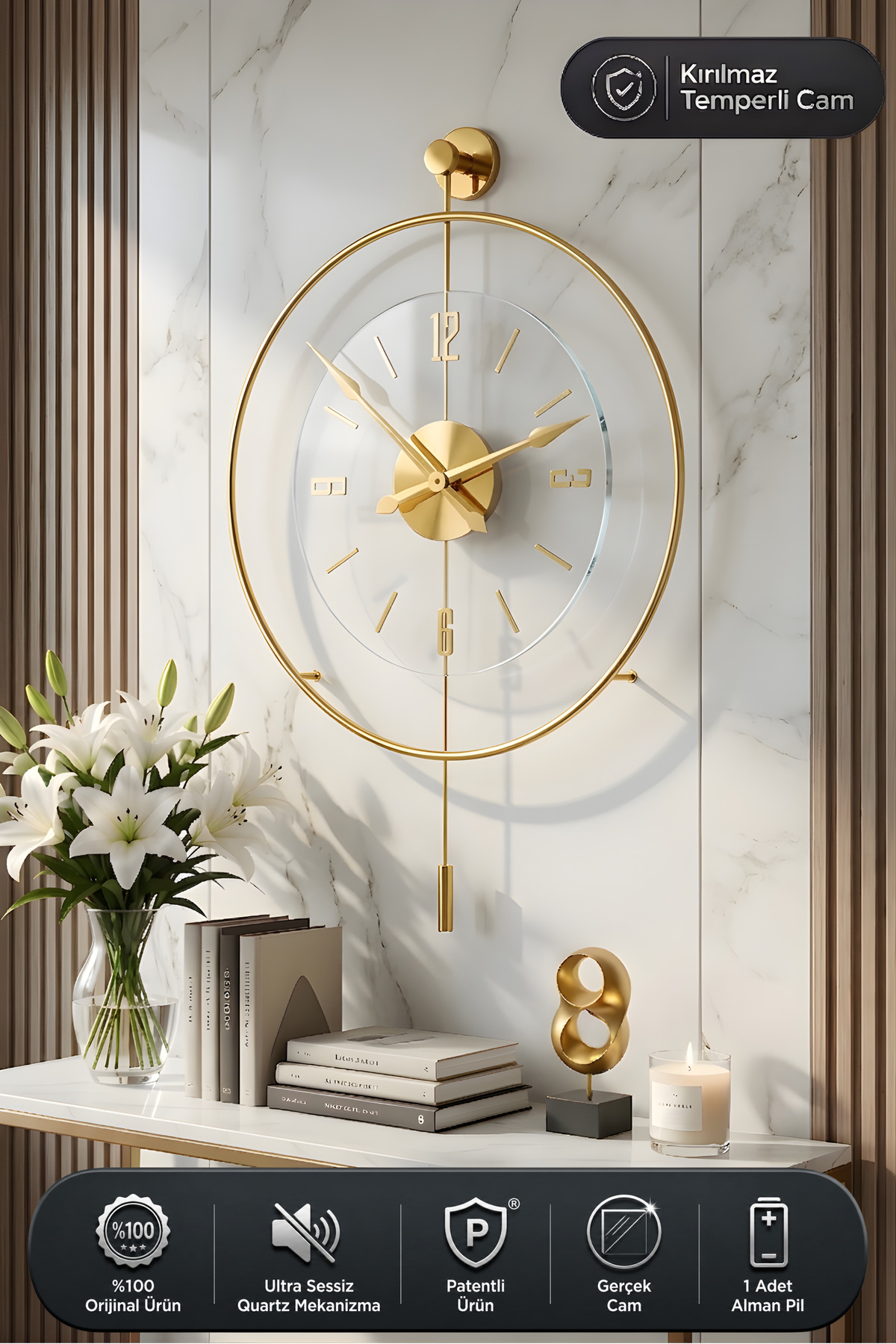 MetaQuartz Aksesuar Gold Luxry - Kırılmaz Tamper Cam - Metal