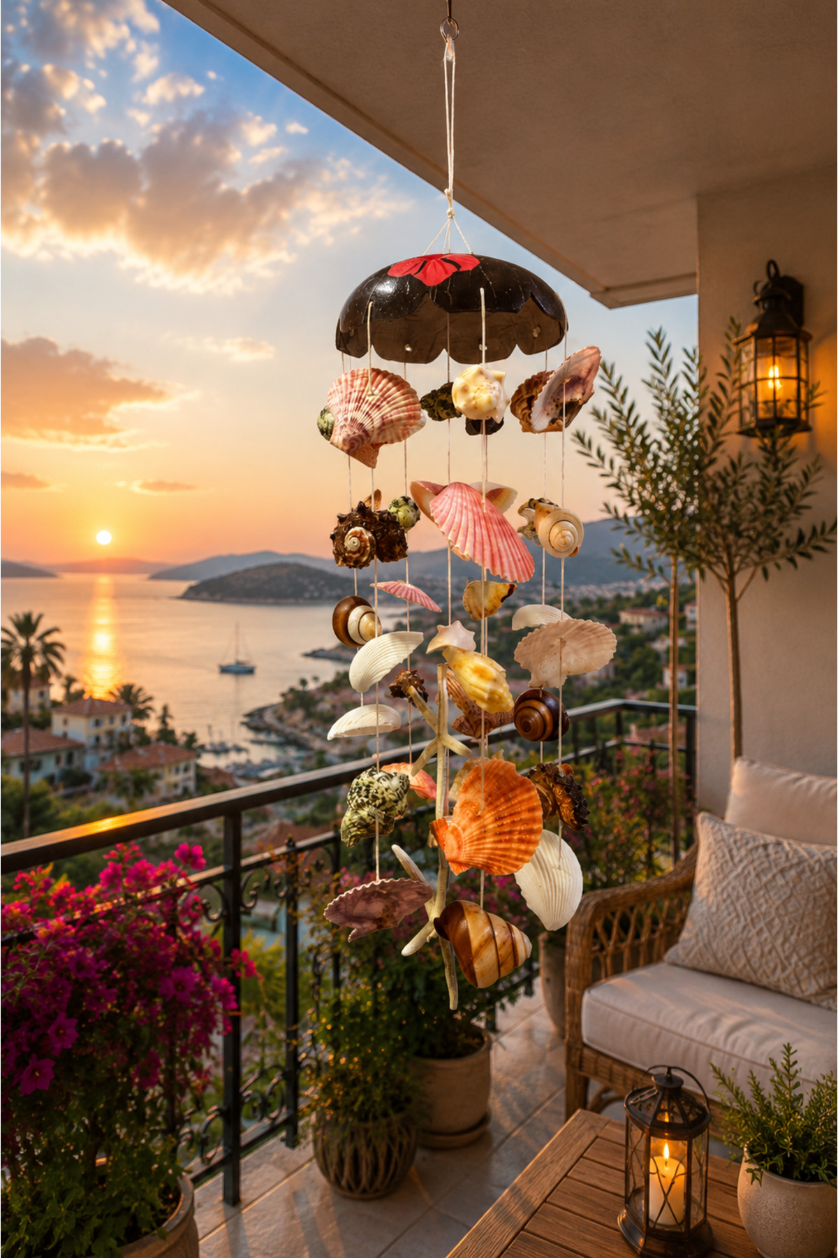Seashell Wind Bell & Balcony Garden Ceiling Ornament & Natural Seashell
