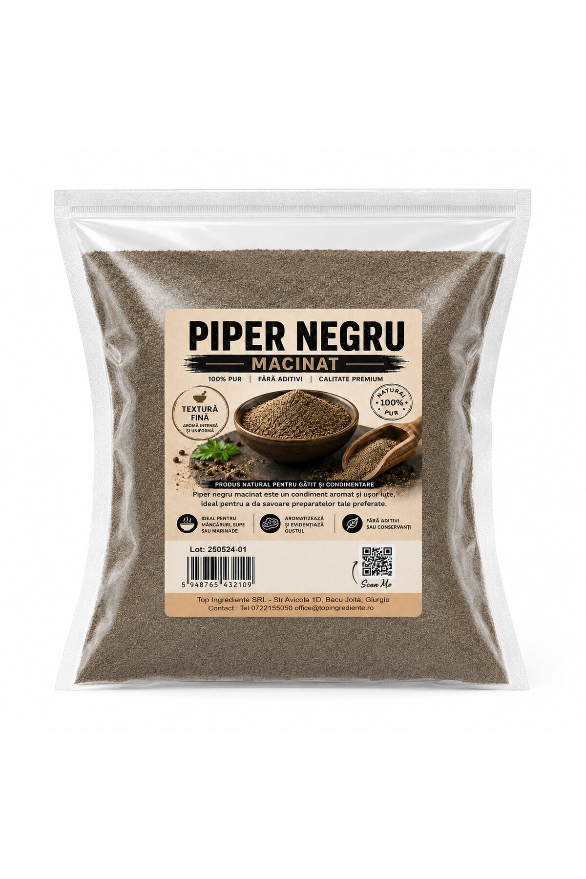 Top Ingrediente Piper Negru Macinat, Punga 500g