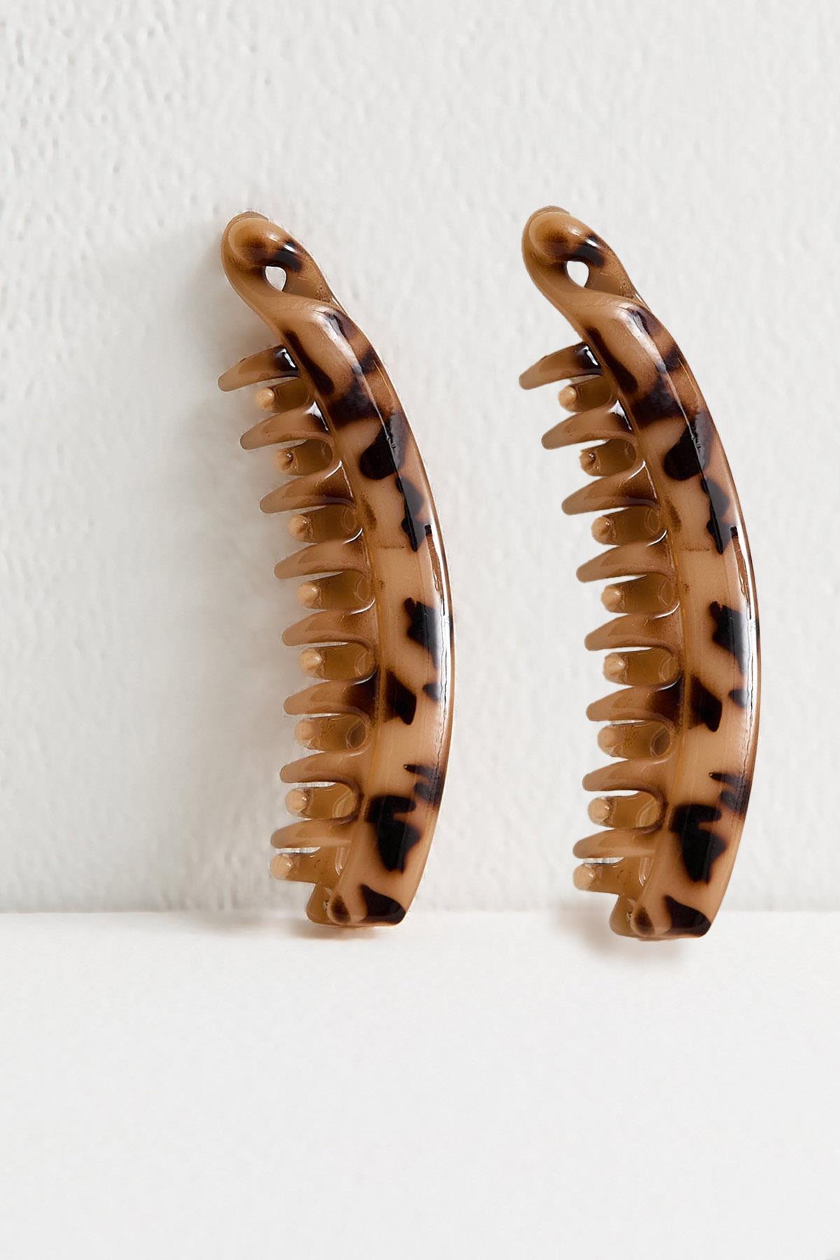 New Obsessions Plastik Büyük Taraklı Leopar Muz Toka- 2 Adet görsel 8