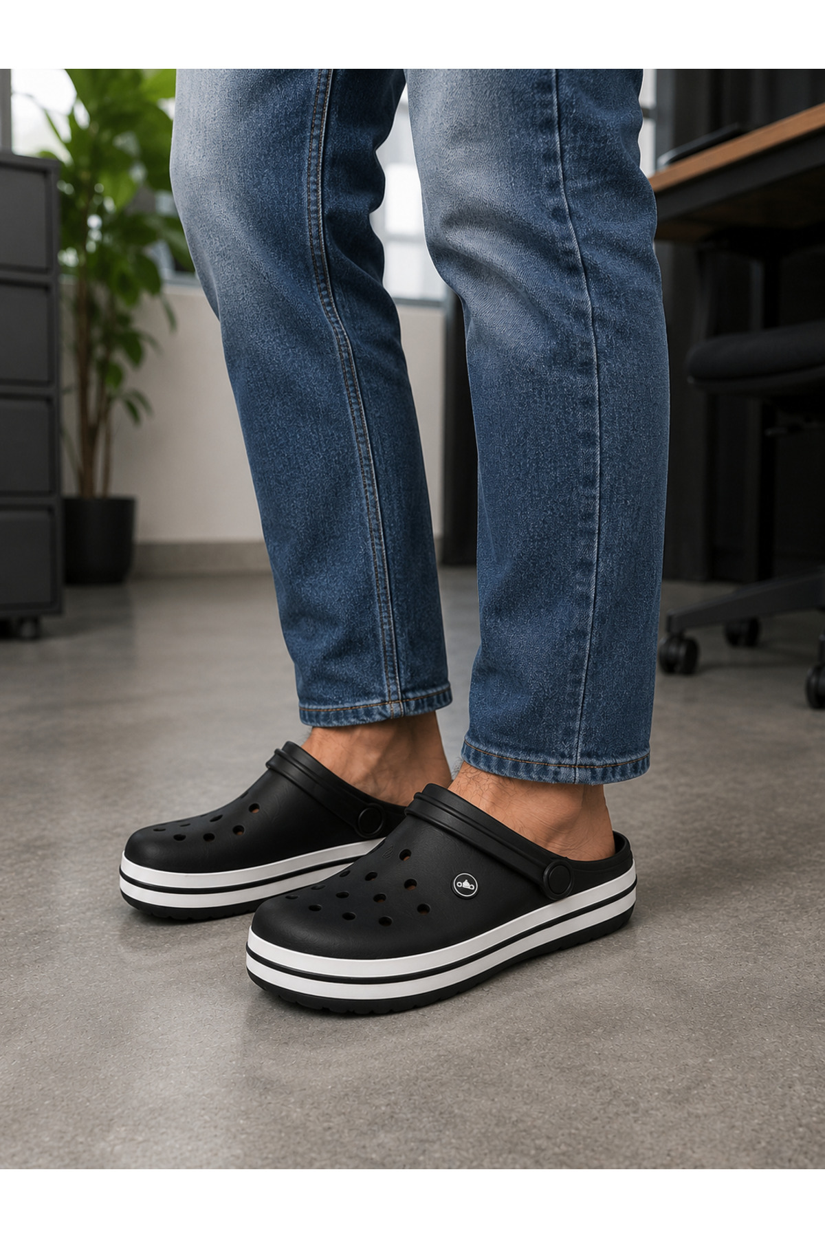 Tam Ortopedik Unisex Günlük & Hastane & Ofis & Aşçı Terliği – Ultra Konfor Sabo Terlik – Siyah