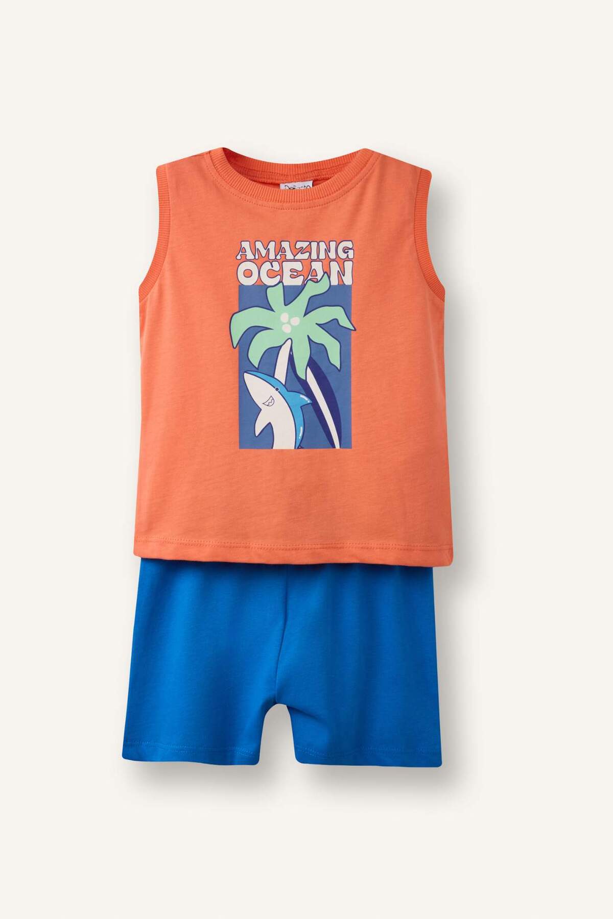 Defacto Palm Tree Patterned Athlete Shorts 2'Li Set Baby Boy G8330A526Hs