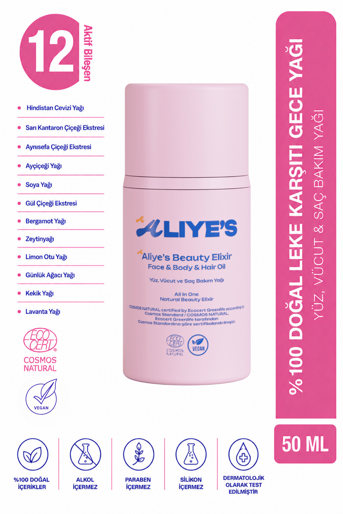 Aliyes Organik Güneş Kremi & Gece Yağı Seti – Hediye Mıknatıslı Kutu + Plaj Çantası — ALIYES Premium 001 — تصویر 3 از 9