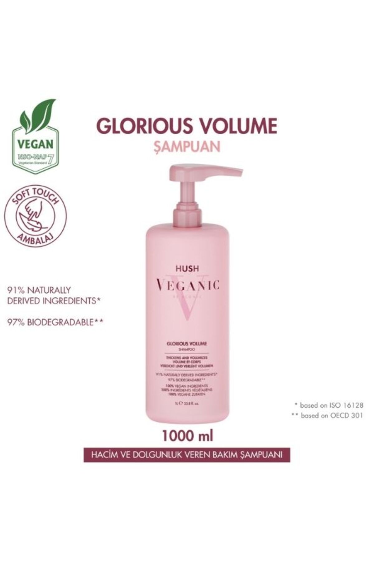 HUSH Veganic Glorious Volume Zayıf Saçlar İçin Hacim Veren Şampuan