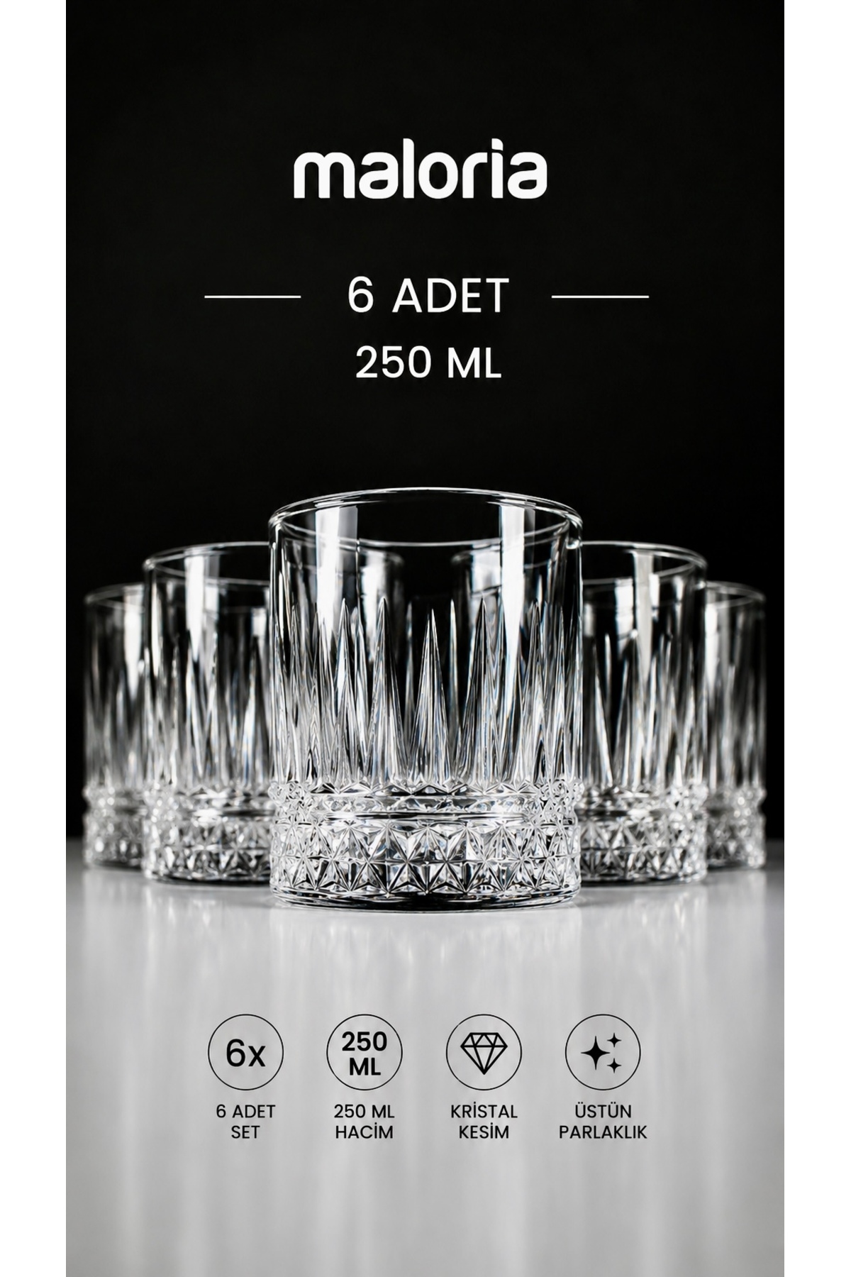 Eliza Luxury Water Glass | 6-Piece - 250cc