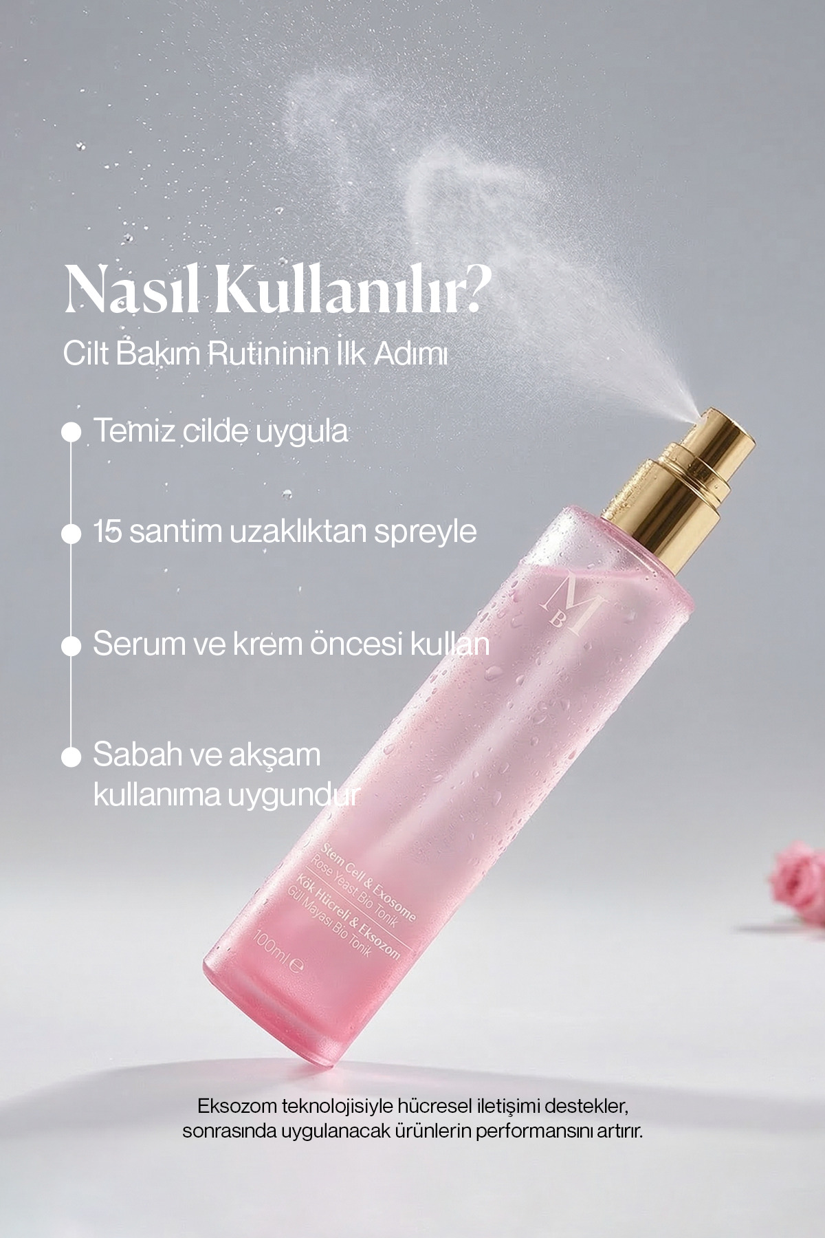 Sıkılaştırıcı ve Leke Karşıtı Gül Kök Hücreli & Eksozom Gül Mayası Bio Tonik 100 mL — MB-K-RY-100 — تصویر 4 از 7