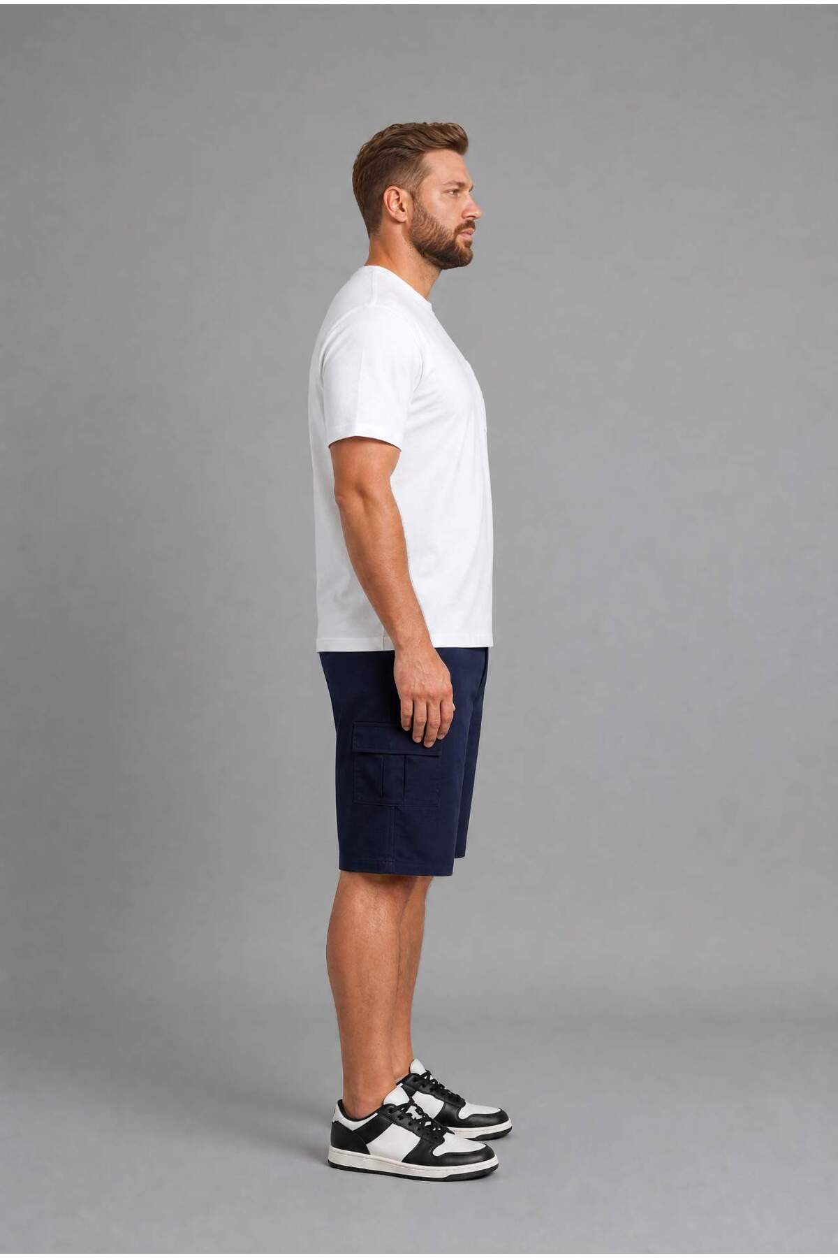 DeFacto Relax Fit Düz Paça Büyük Beden Lacivert Şort H2058AX26SM görsel 2