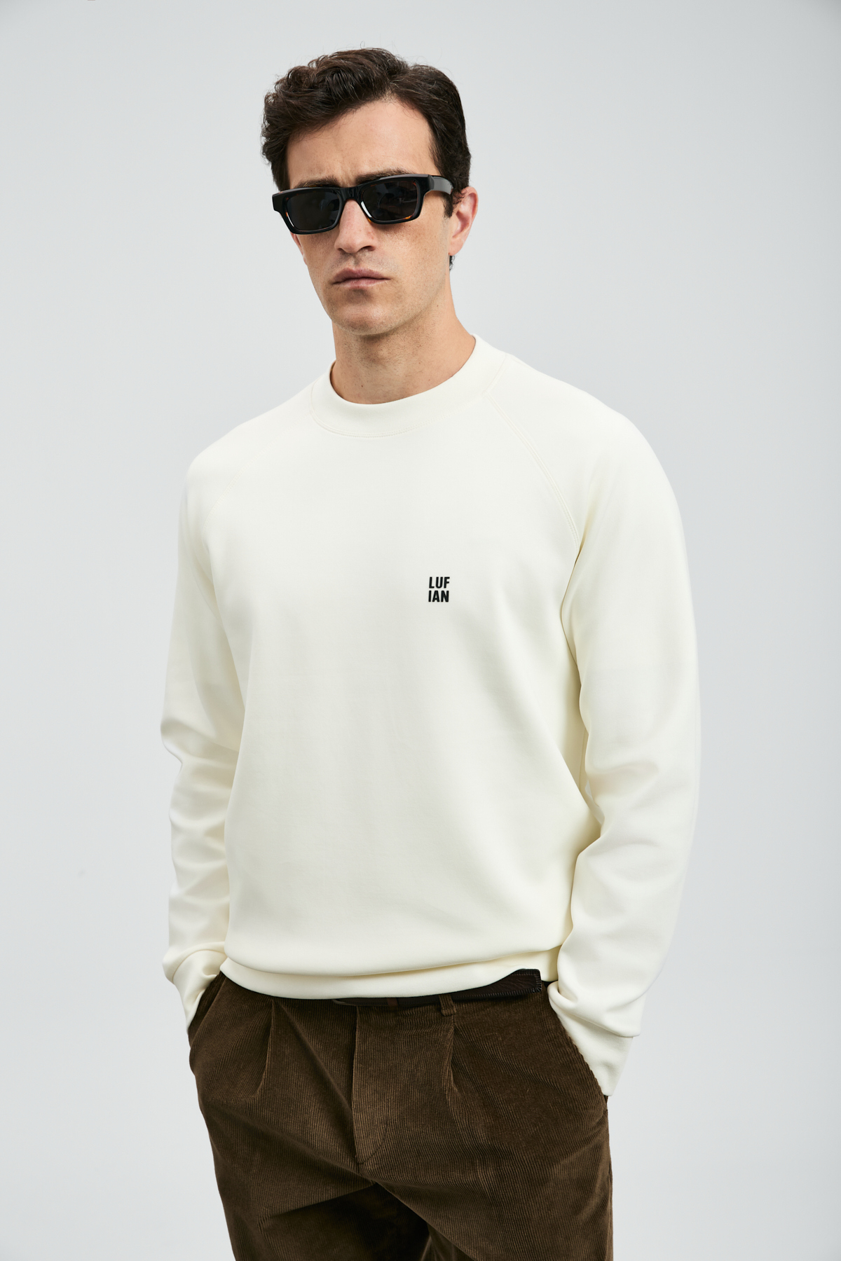 Lufian 112030179 Grant Erkek Sweatshirt BEYAZ görsel 2