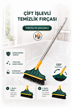 HOBİLON Metal Saplı Sert Uçlu Kauçuk Çek Çekli Banyo Küvet ve Balkon Temizlem...