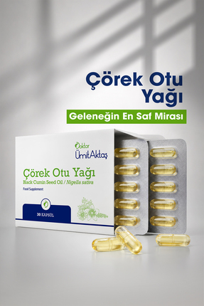Dr. Ümit Aktaş Çörekotu Yağı - Helal Sertifikalı Soğuk Sıkım 30 Kapsül