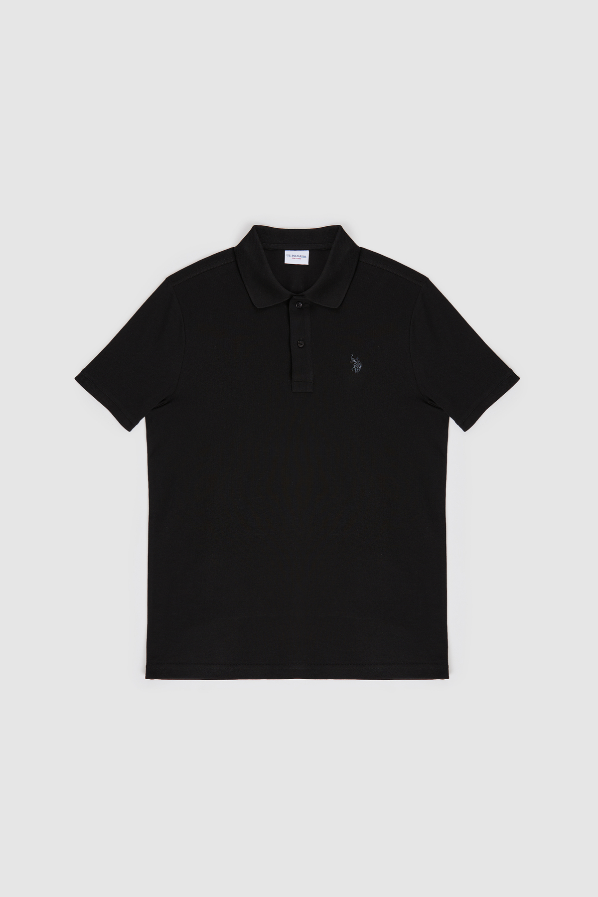 U.S. Polo Assn. Erkek Slim Fit Polo Yaka Siyah Basic Tişört 50322347-VR046 görsel 7