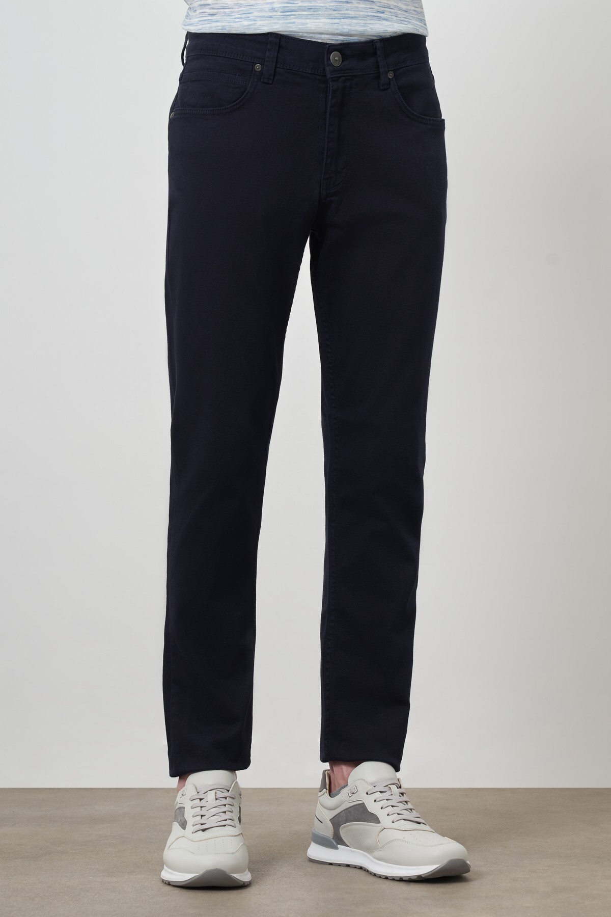 Men's Navy Blue Cotton 5 Pocket Slim Fit Jean Jeans