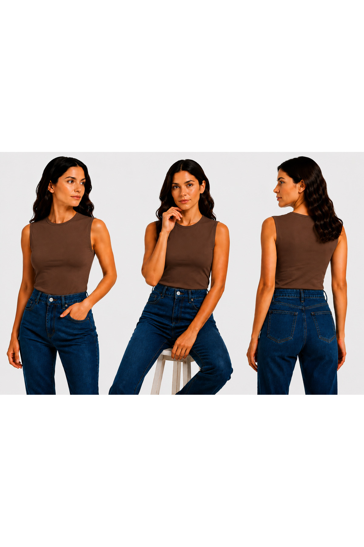bicycle neck zero sleeve viscose knitted fabric women's body