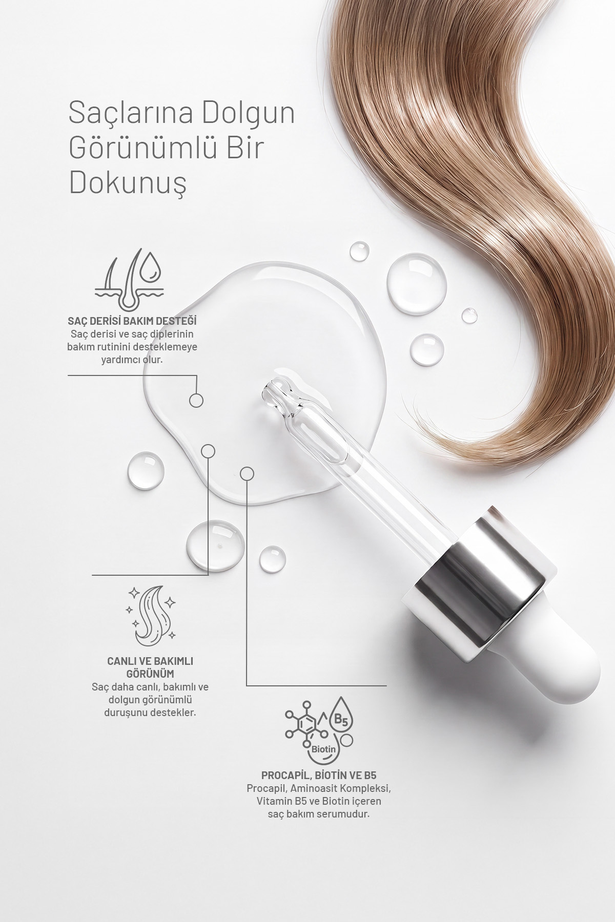 Biotin İçeren Günlük Destek İçin Pratik Kullanım | Saç Kokteyli Serum 30 ml — SR 1008 — تصویر 2 از 3