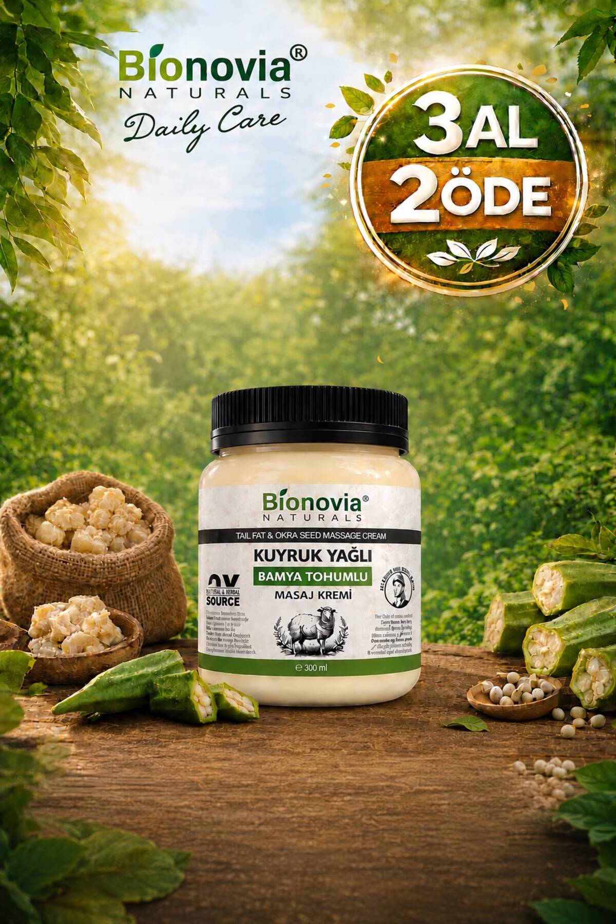 Bionovia Kuyruk Yağlı Ve Bamya Tohumlu Masaj Kremi 300ml — kuyruk-yağı