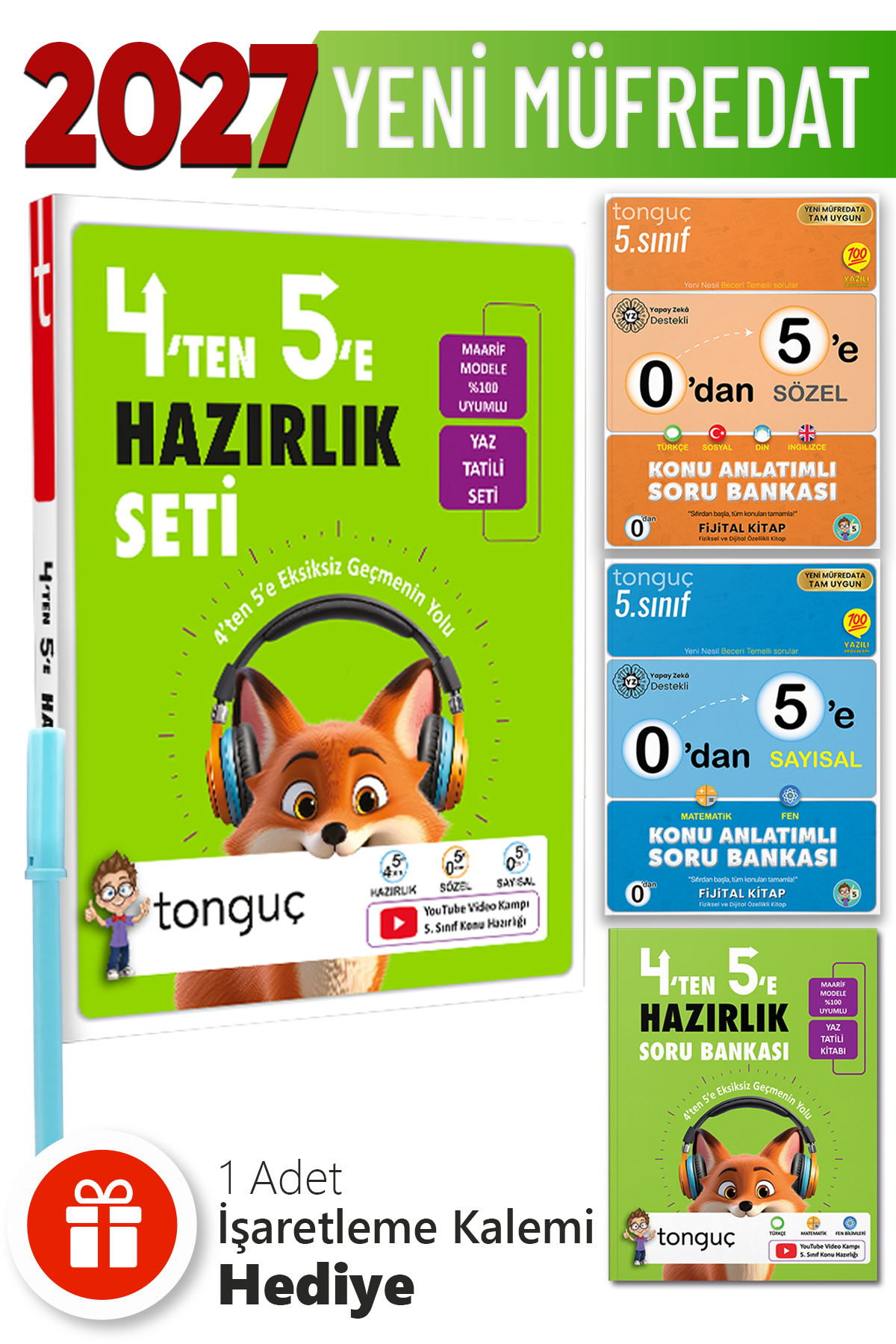 Tonguç Yayınları 4'ten 5'e Hazırlık Seti 3 Kitap + Hediyeli