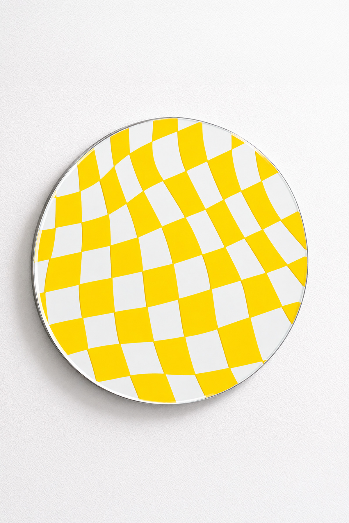 Echo Deco Square Printed Round Decorative Mirror Yellow Color 15*15