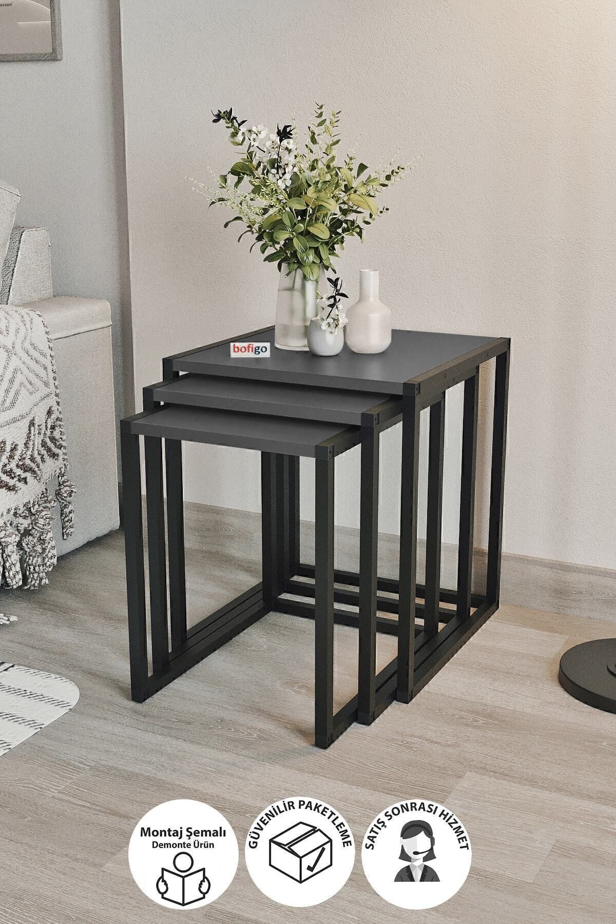 3-Piece Metal Zigon Coffee Table Zigon Coffee Table Coffee Table Middle Coffee Table Side Table Anthracite