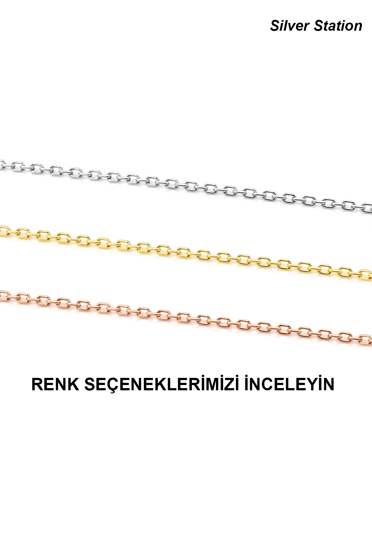 Silver Station Altın Renk 925 Ayar Gümüş Kolye - Gold Zincir Kolye 40-45-50-55-60-75 cm görsel 7