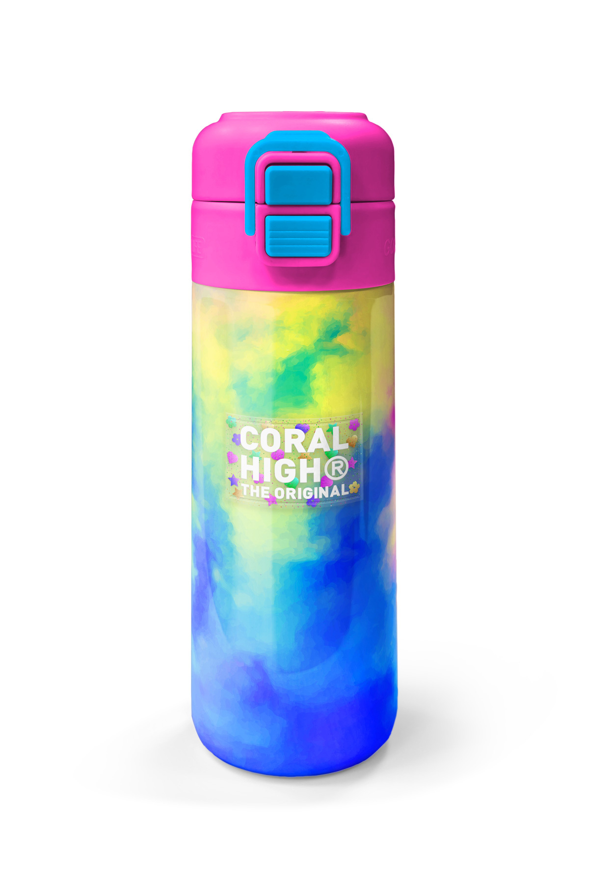 Kids Renkli Batik Desenli Pipetli ve Direkt İçim Çelik Termos 500 ml 31958