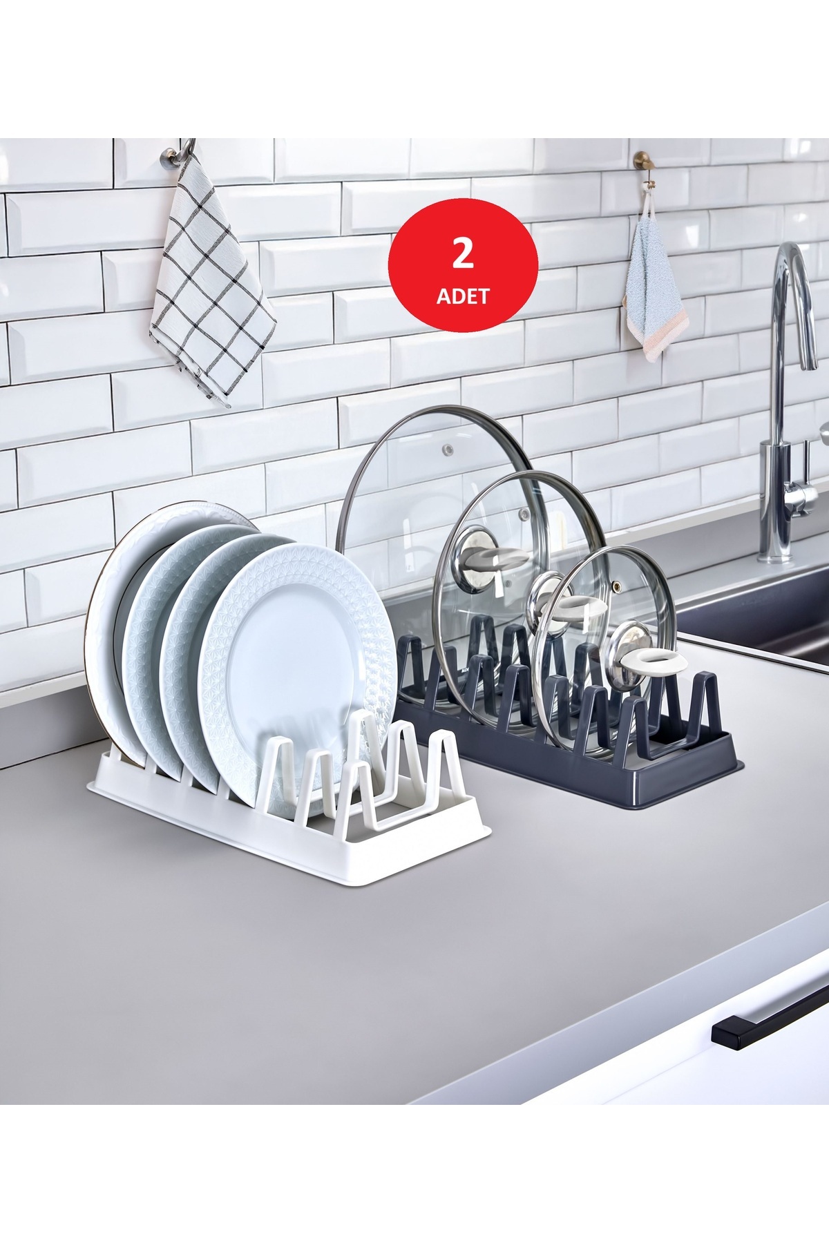2Pcs Cookware Lid Organizer 6 Compartment Cookware Lid Organizer