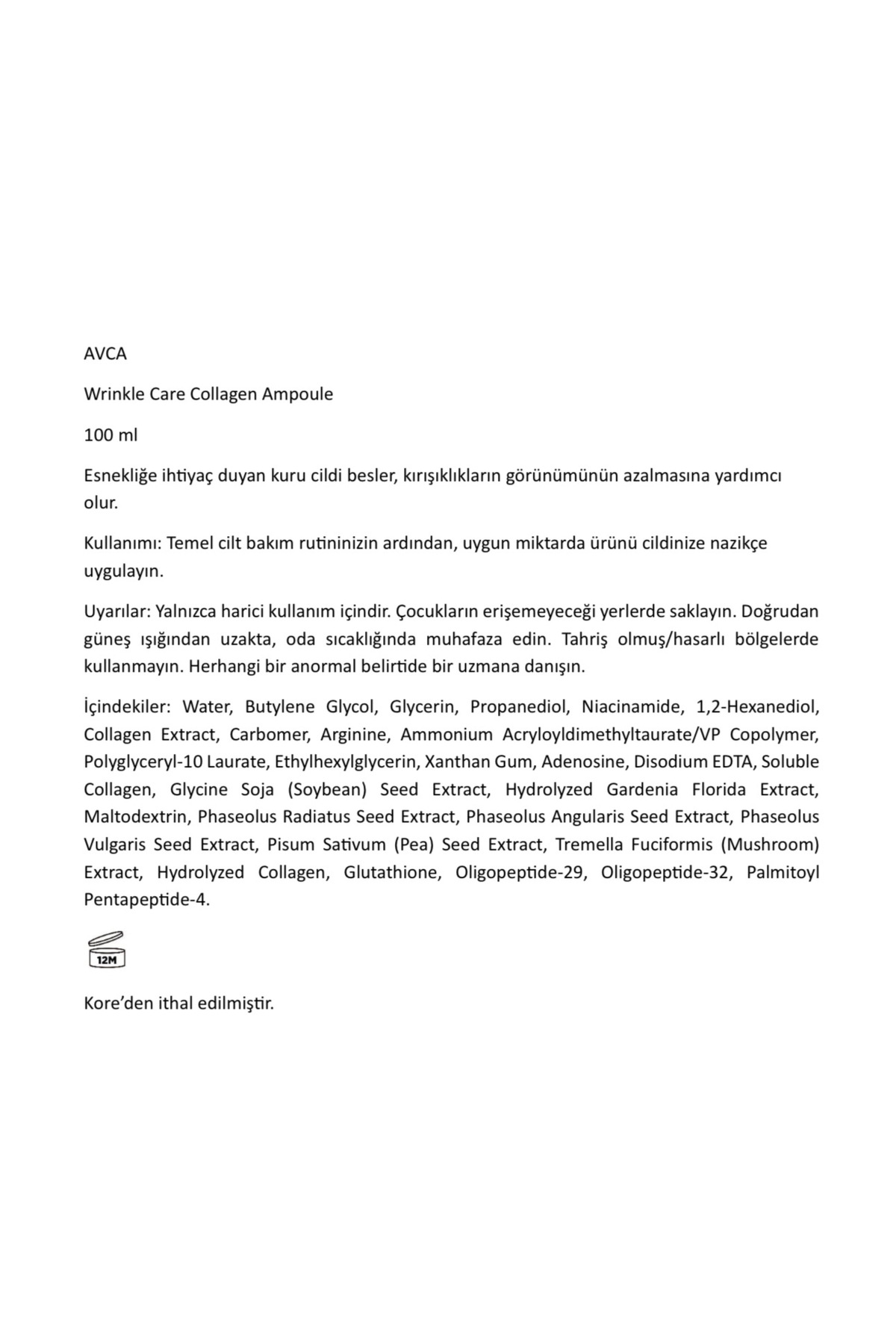 Kolajen ve 4 Çeşit Peptide İçeren Kırışıklık Karşıtı ve Sıkılaştırıcı Ampul 100 ml - Collagen Wrinkle Care Ampoule Serum — AVC-AMP-COLLAGEN-100 — تصویر 8 از 8