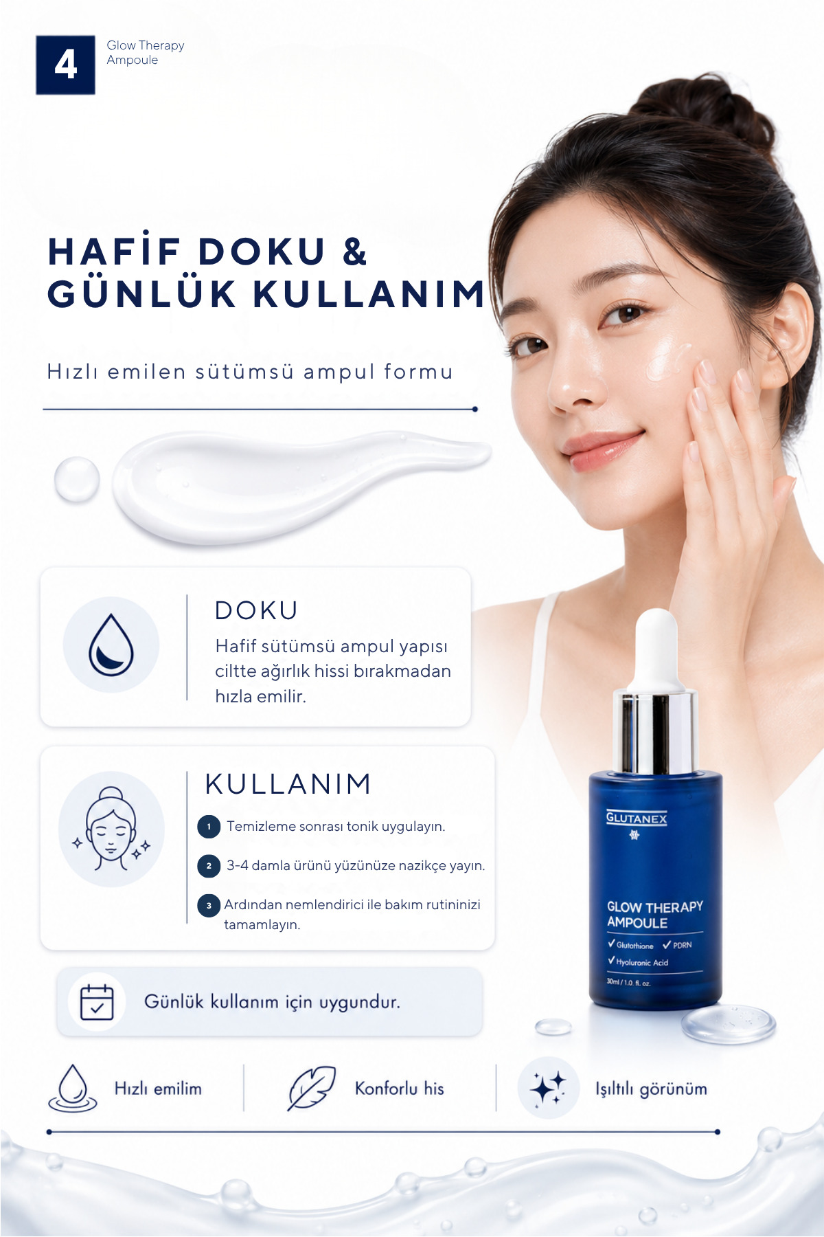 Yoğun Aydınlatıcı Ampul Serum | 10.000 ppm PDRN (Somon DNA) İçerikli | Glow Therapy Ampoule | 30 ml — Glutanex013 — تصویر 6 از 6