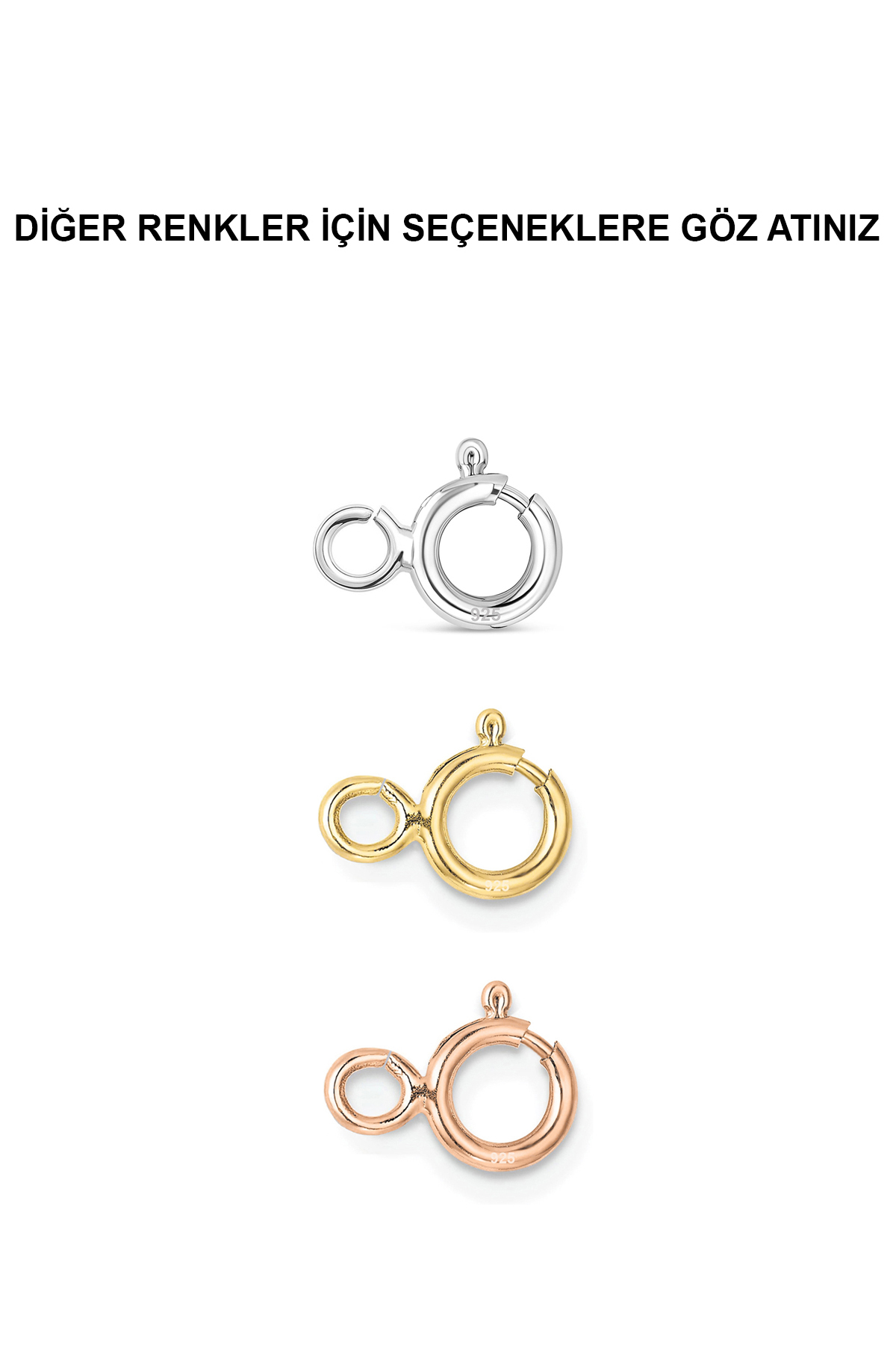 Silver Station İtalyan Rose Renk 925 Ayar Gümüş Kolye Kilidi - Bileklik Kilidi - Kilit - Kanca - Kapama - Klips